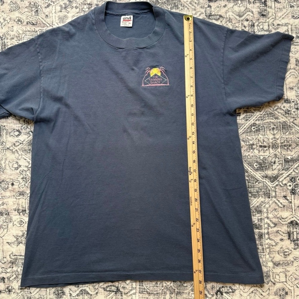 Vintage 90s The Tanning Shack T-Shirt Mens XL Blue Single Stitch Made in USA - Picture 7 of 7